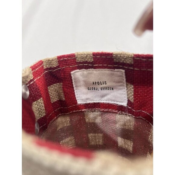 MARCHÉ Bottle Bag Gingham Red With Leather Strap - Picture 5 of 6